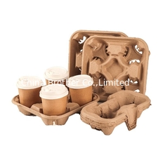 China 4 Cup Disposable Coffee Tray Biodegradable and Compostable Cup Holder Durable Drink Carrier for Hot or Cold Drinks supplier